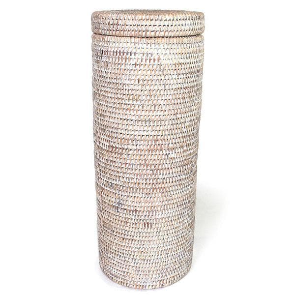 White Rattan Toilet Paper Roll Basket