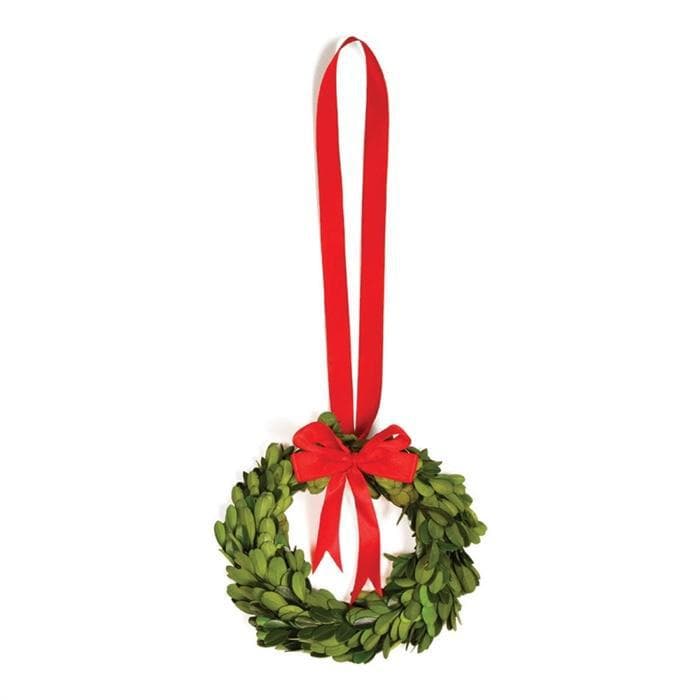 Mini Boxwood Wreaths with Red Ribbons Set/12