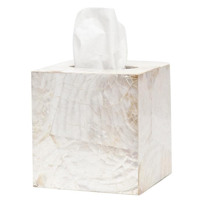 Lugano Pearl White Shell Tissue Box