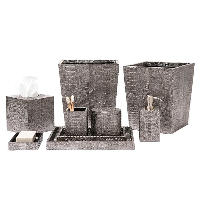 Hawen Faux Crocodile Canister - Pewter