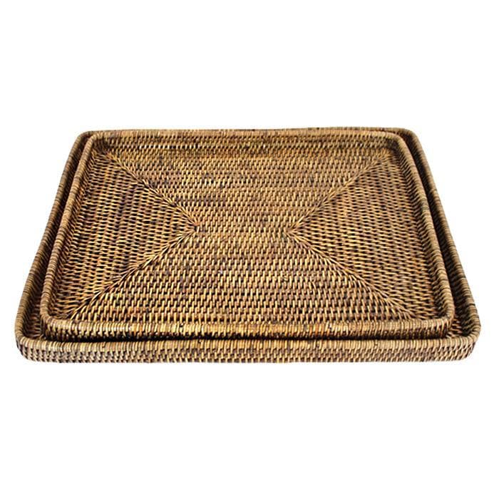 Rattan Rectangular Trays Set/2