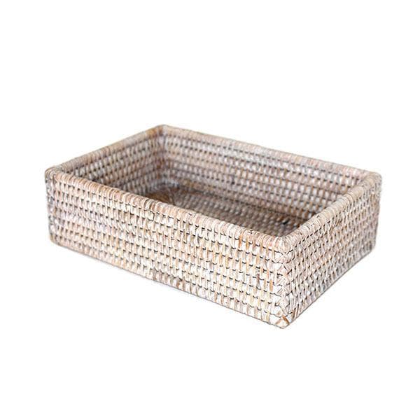 White Washed Rattan Dinner Napkin Baskets