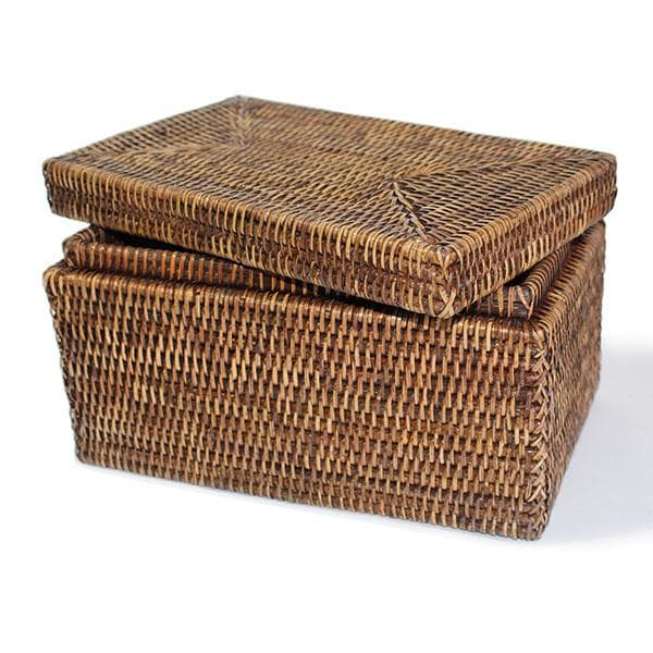 Rattan Rectangular Lidded Storage Basket - Hudson & Vine