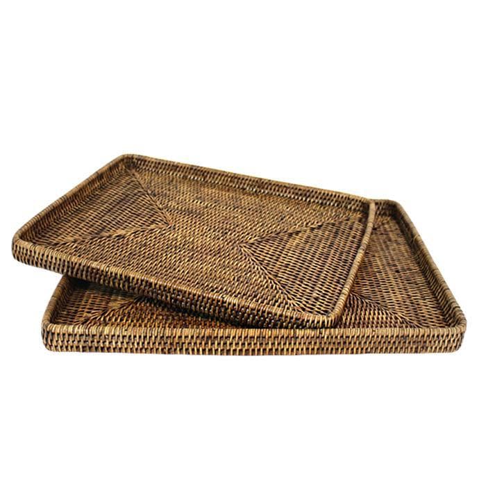 Rattan Rectangular Trays Set/2