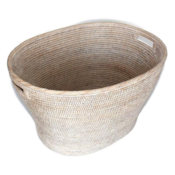 White Wash Rattan Oval Family Basket