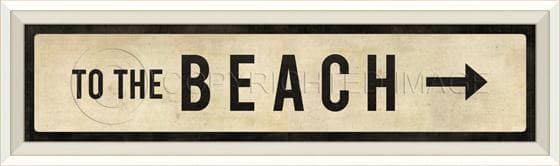 To the Beach Framed Sign 26" x 8"