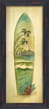 Palm Surfboard Framed Print 13" x 26"