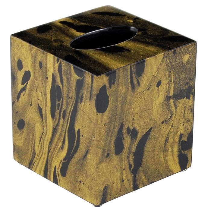Black Gold Marble Lacquer Tissue Box