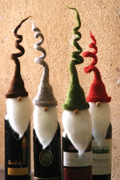 Felt Santa Wine Bottle Toppers Set/4