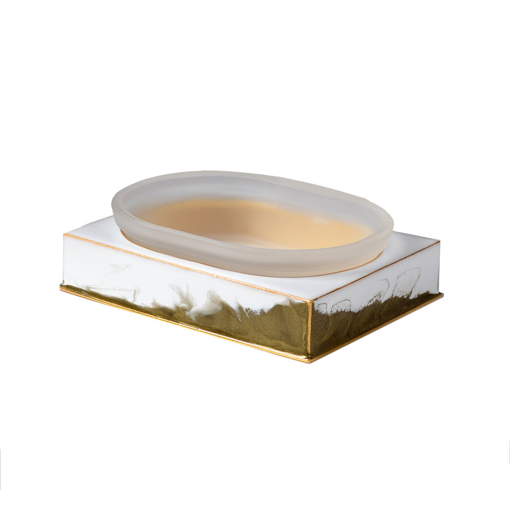 Mike + Ally Lave White / Gold Enamel Bathroom Accessories