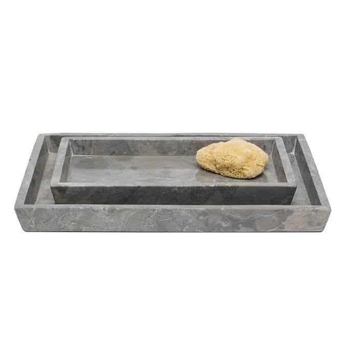 Veneto Gray Polished Marble Tray Set