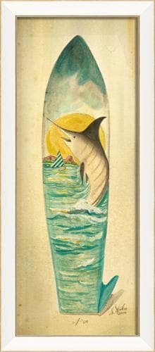 Marlin Surfboard Framed Print 11" x 26"