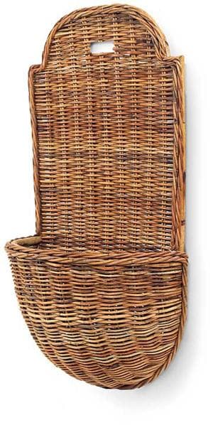 French Provence Rattan Wall Basket 35.5"