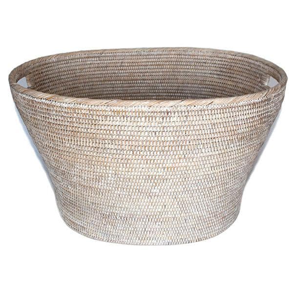 White Wash Rattan Oval Family Basket