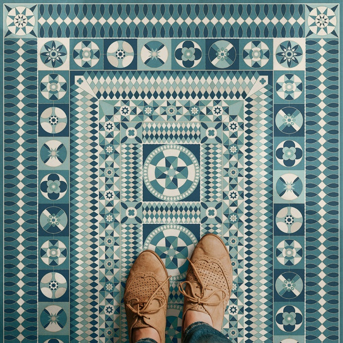 Vintage Vinyl Floorcloth Mats (American Folk Art Museum - Soldiers Quilt - Trenches in the Sky)