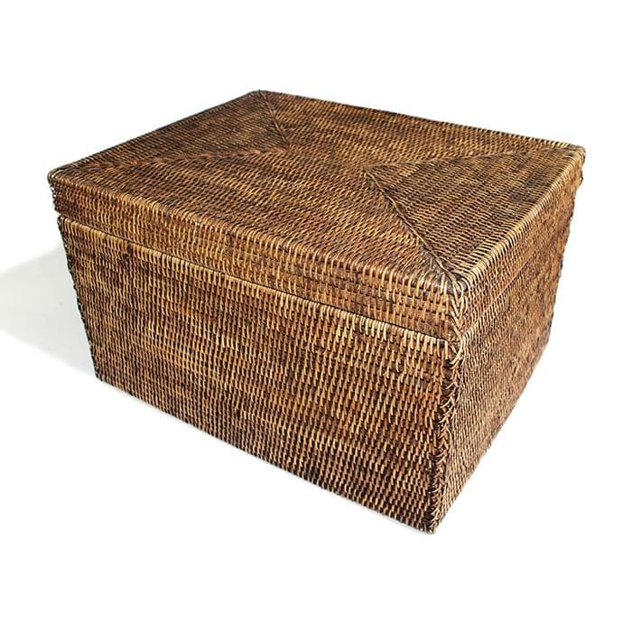 Rattan Rectangular Lidded Storage Basket - Hudson & Vine