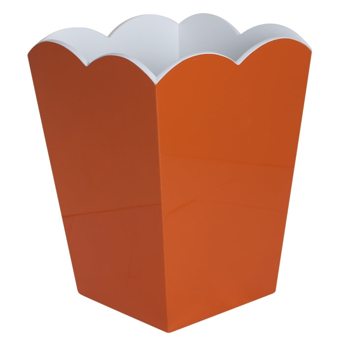 Addison Ross Lacquer Scalloped Waste Bin (Orange & White)
