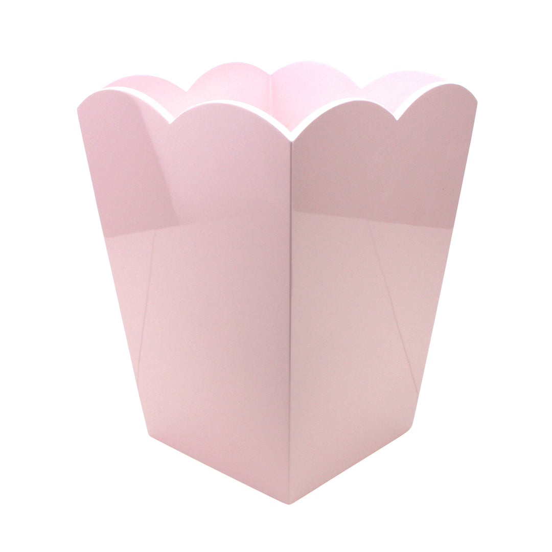 Addison Ross Lacquer Scalloped Waste Bin (Pale Pink)