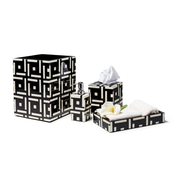 Ladorada Domino Natural Bone and Wood Tissue Box Cover