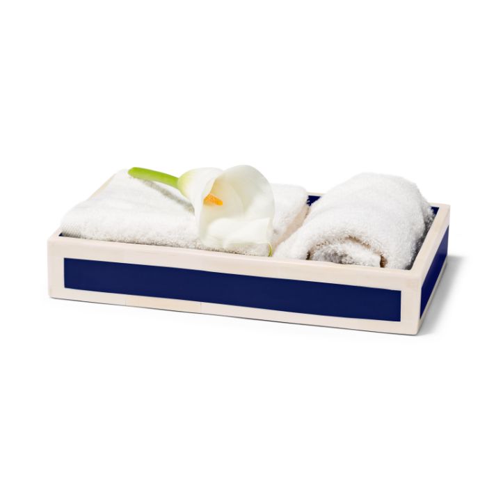 Ink Blue Natural Bone and Wood Vanity Tray - Thumbnail 4