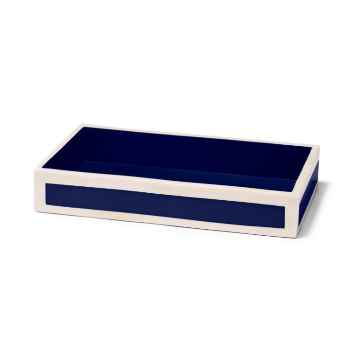 Ink Blue Natural Bone and Wood Vanity Tray - Thumbnail 3