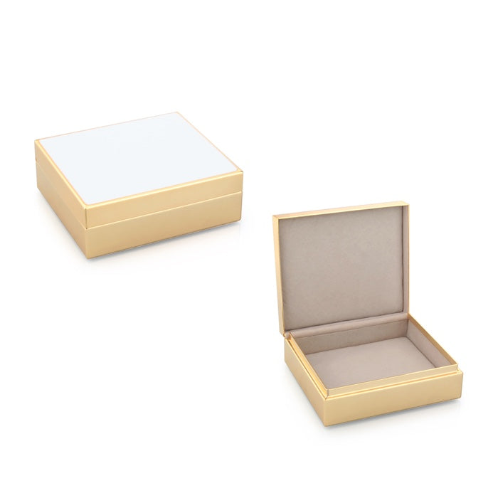 Addison Ross Enamel Trinket Box (White with Gold) 4"