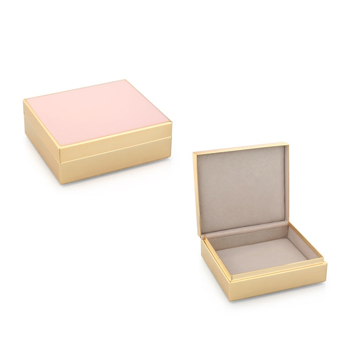 Addison Ross Enamel Trinket Box (Pastel Pink & Gold) 4"