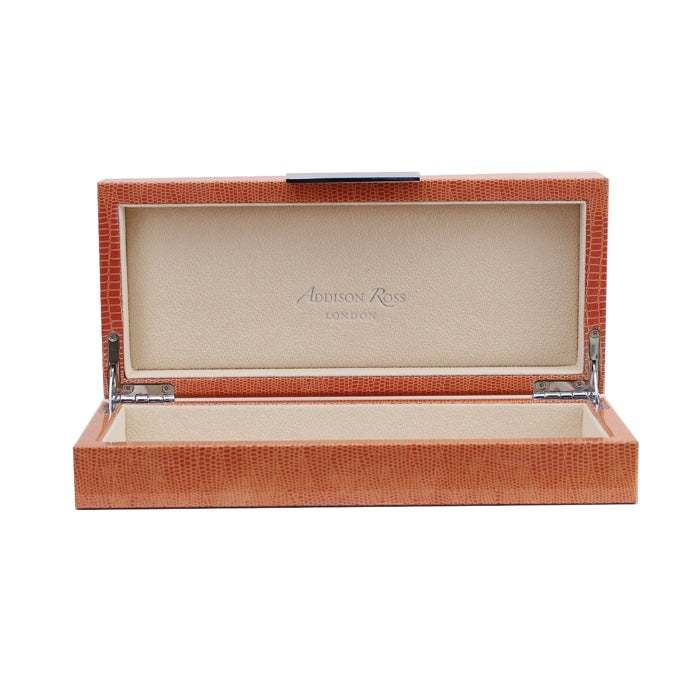 Addison Ross Lacquered Faux Croc Box (Orange & Gold)