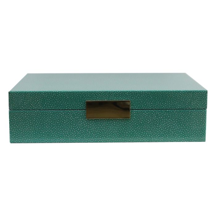 Addison Ross Large Green Shagreen Lacquer Box with Gold
