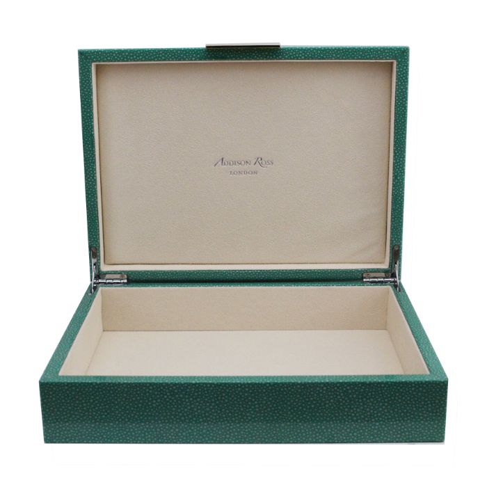 Addison Ross Large Green Shagreen Lacquer Box with Gold