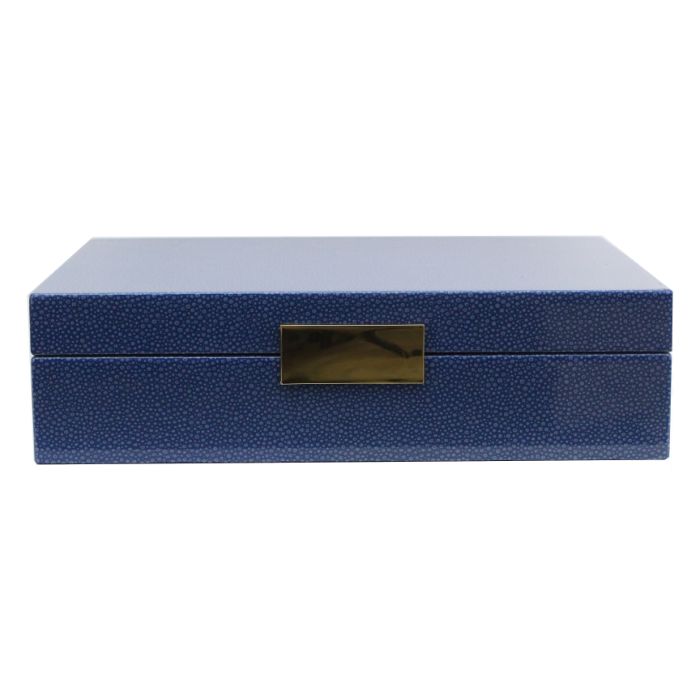 Addison Ross Large Blue Shagreen Lacquer Box with Gold