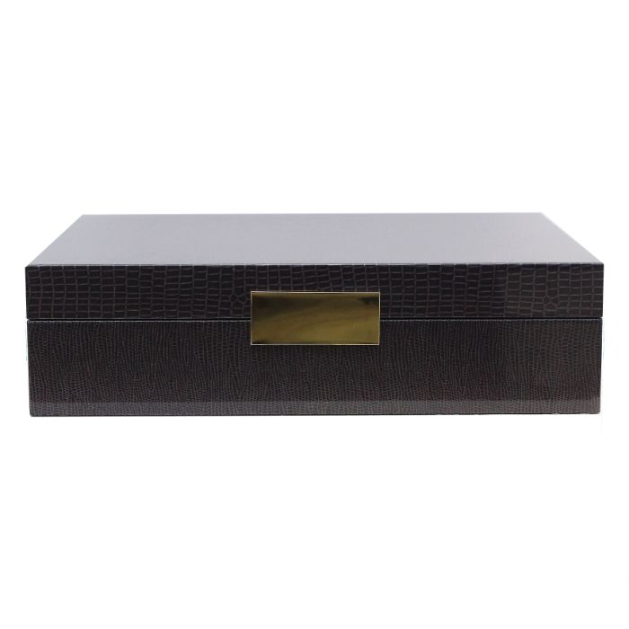Addison Ross Large Brown Croc Lacquer Box with Gold