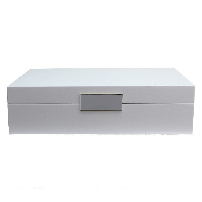 Addison Ross Large White Lacquer Box With Silver