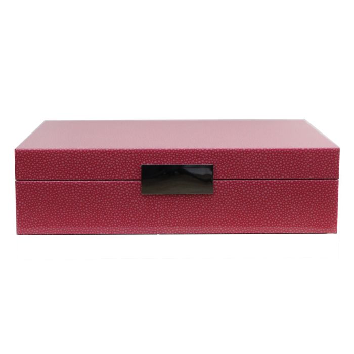 Addison Ross Large Pink Shagreen Lacquer Box with Silver