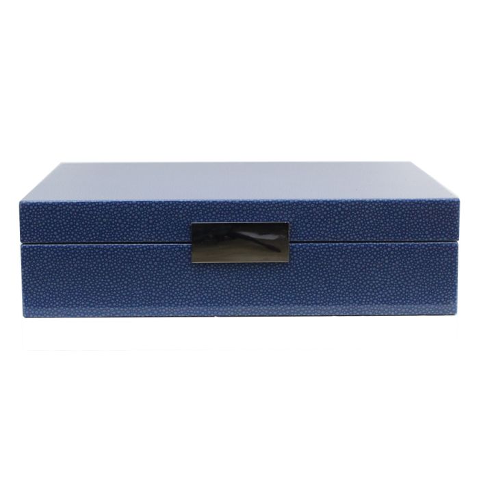 Addison Ross Large Blue Shagreen Lacquer Box with Silver