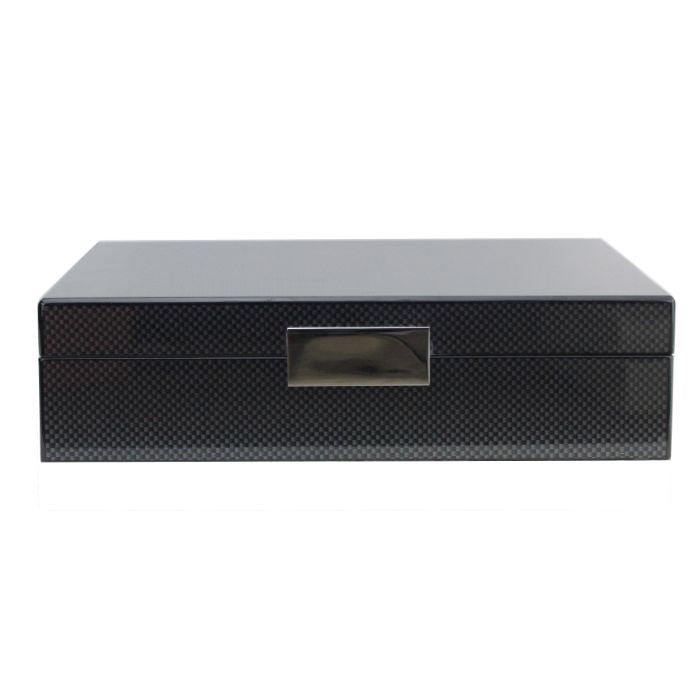 Addison Ross Large Carbon Fibre  Lacquer Box with Silver