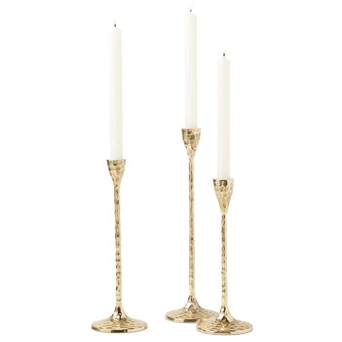 Alina Hammered Brass Candle Holders Set/3 (Gold)