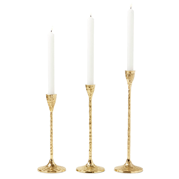Alina Hammered Brass Candle Holders Set/3 (Gold)