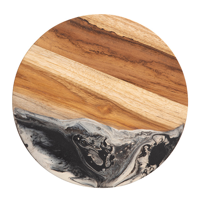 Austin Resin/Teak Black Swirled Cake Stand