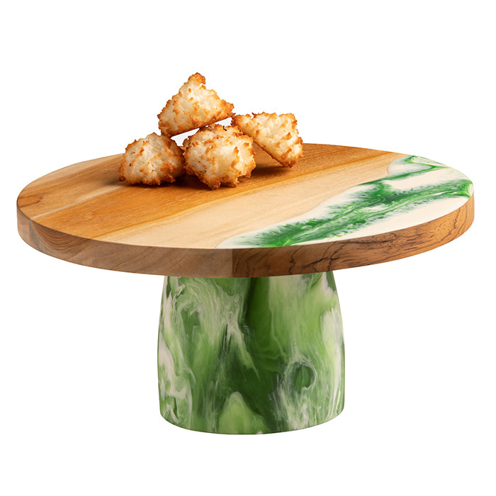 Austin Resin/Teak Green Swirled Cake Stand
