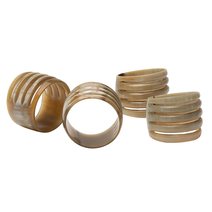 Azure Natural Horn Napkin Rings, Boxed Set of 4