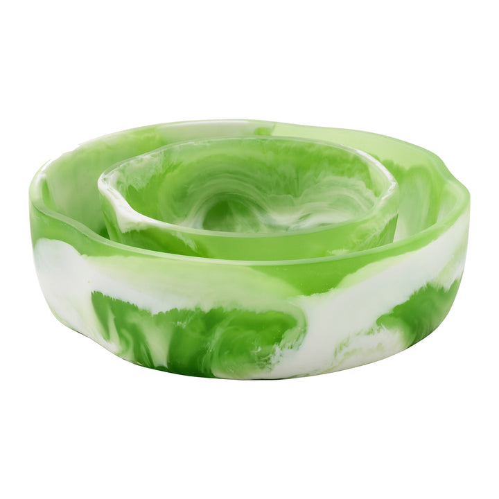Beatrix Green Swirled Resin Serving Bowls Set of 2