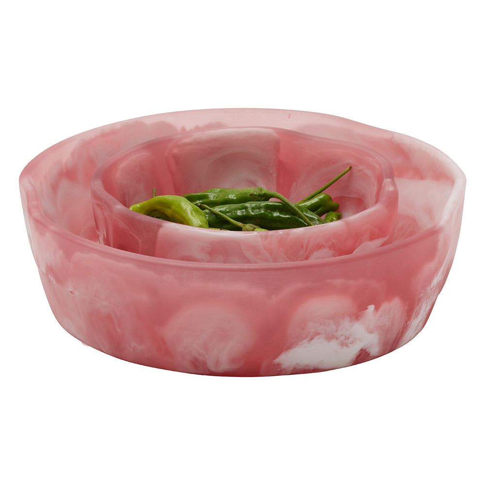 Beatrix Pink Swirled Resin Serving Bowls Set of 2