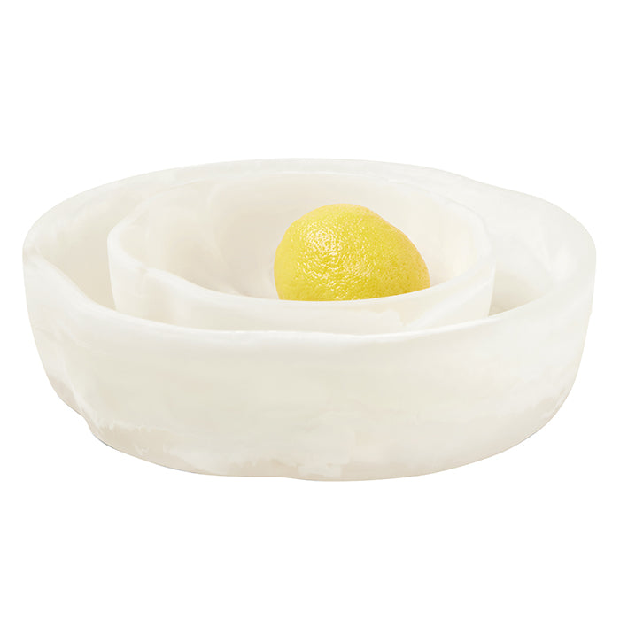 Beatrix White Swirled Resin Serving Bowls Set of 2