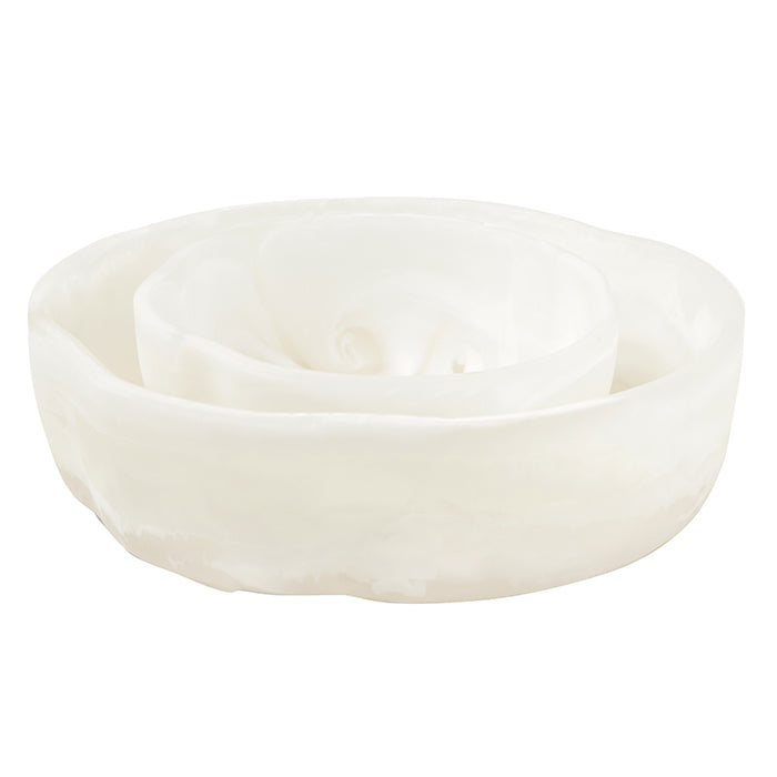 Beatrix White Swirled Resin Serving Bowls Set of 2