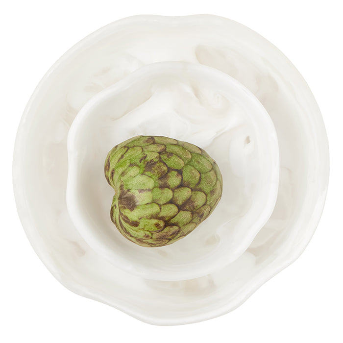 Beatrix White Swirled Resin Serving Bowls Set of 2