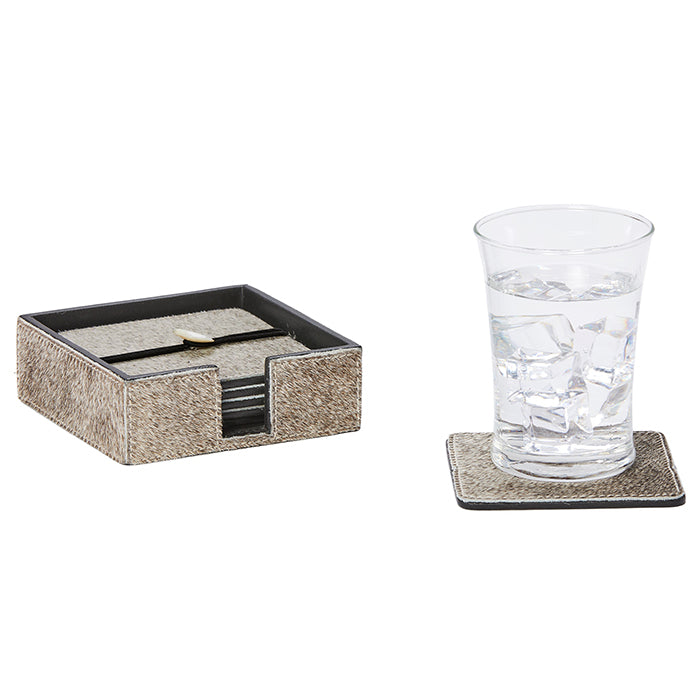 Browmley Hair-On-Hide Coasters Set of 6 (Gray)