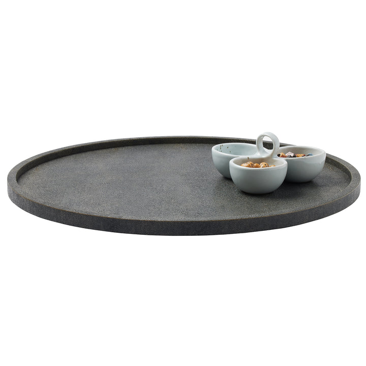 Calvin Realistic Faux Shagreen Lazy Susan 24"D (Mushroom)