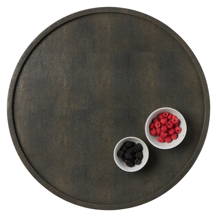 Calvin Realistic Faux Shagreen Lazy Susan 24"D (Mushroom)