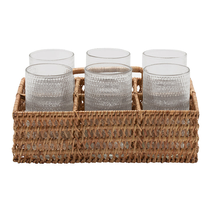 Carly Natural Rattan Glassware Caddy